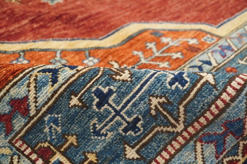 8 x 10 ft Red Heriz Afghan Hand Knotted Wool Medallion Traditional Rug - Picture 13 of 22