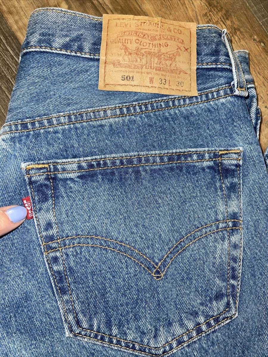 Vintage 90s Levis 501-0193 Denim Blue Button Fly Jean Size 33 Made in USA