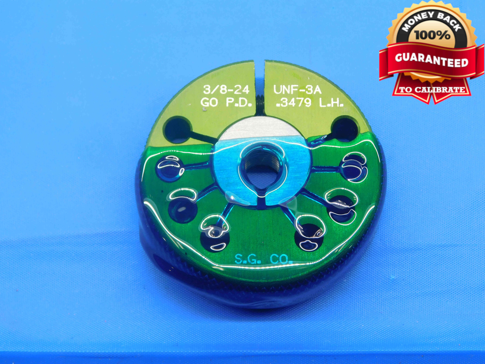3/8 24 UNF 3A LEFT HAND THREAD RING GAGE .375 .3750 GO ONLY P.D ...