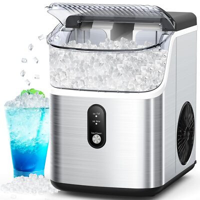 Nugget Ice Maker Countertop, 10,000pcs/33lbs/Day,Self-Cleaning,Stainless Steel