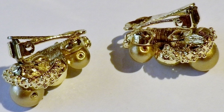 Boucles D'oreilles Clips Vintage CORO 3579 - Cristaux Style Diamant, Argenté - Occasion, Bijou Rétro