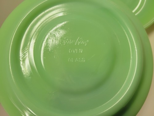 2 RARE FIRE KING OVEN GLASS BLOCK LETTERING BOWL & SAUCER RESTAURANTS THICK - Picture 6 of 8