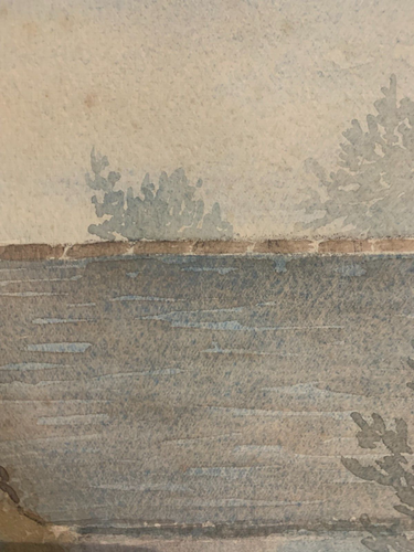 Aquarelle Paysage Nature Village Maison Arbre Plantes Architecture Campagne - Photo 6/11