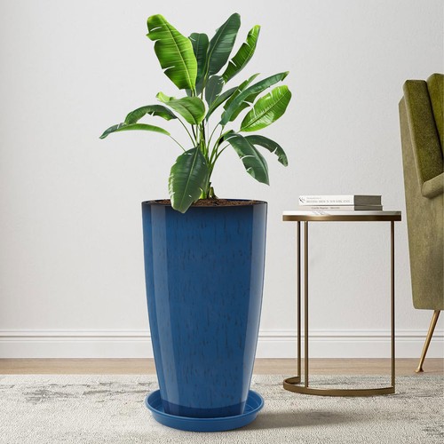 21" Tall Round Planter Indoor Outdoor Plant Pot Flower Pot with Drainage Holes - Picture 2 of 45