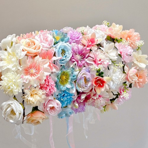 with Ribbon Fairy Flower Crown Artificial Flower Wedding Headband - Picture 4 of 18