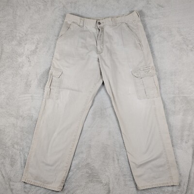 Wrangler Authentic Issue Mens Khaki Tan Work Pants Cargo 38X32 Stains*