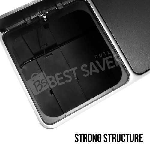 Dual Compartment Pedal Rubbish Bin Stainless Steel Garbage Waste Trash Can 60L - Picture 8 of 12