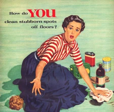 S.O.S. Magic Scouring Pads Frantic Lady Cleaning MCM Vintage Print Ad 1955