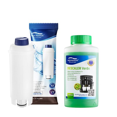 Kaffeevollautomat Wasserfilter AL-S002 für Delonghi DLSC002 + Entkalker 250ml 2 Einsatz