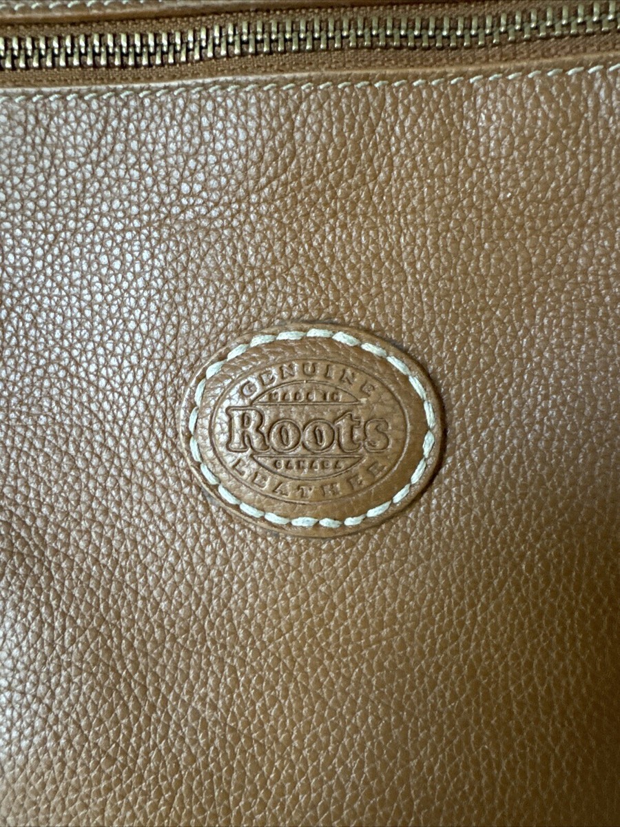 Roots Canada Cognac Brown Camel Leather Crossbody Purse Shoulder Bag Brass Lock View 6