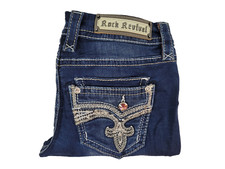Rock Revival Yara Crop Womens 27 Denim Capri Jeans Embellished EUC