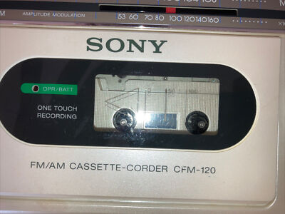 Vintage Sony CFM-120 Cassette-Corder Radio Am/Fm White, Made Korea