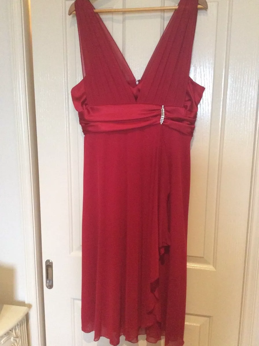 MR K LADIES EVENING COCKTAIL DRESS RED SIZE 14 Pre owned RRP