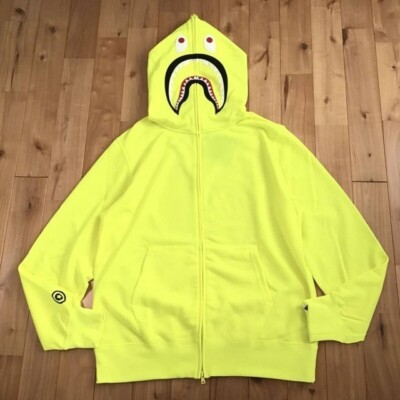 BAPE Neon color shark full zip hoodie Yellow A Bathing Ape
