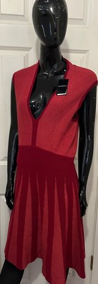 Emporio Armani Print  Sweater Sleeveless Deep V Neck Dress