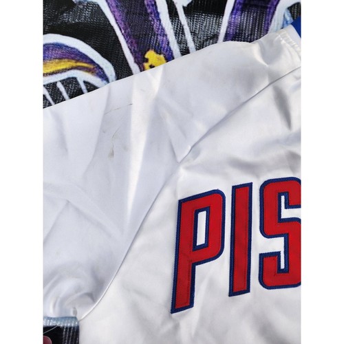 Chaqueta de satén Throwback Detroit Pistons Mitchell and Ness pequeña - Imagen 3 de 8