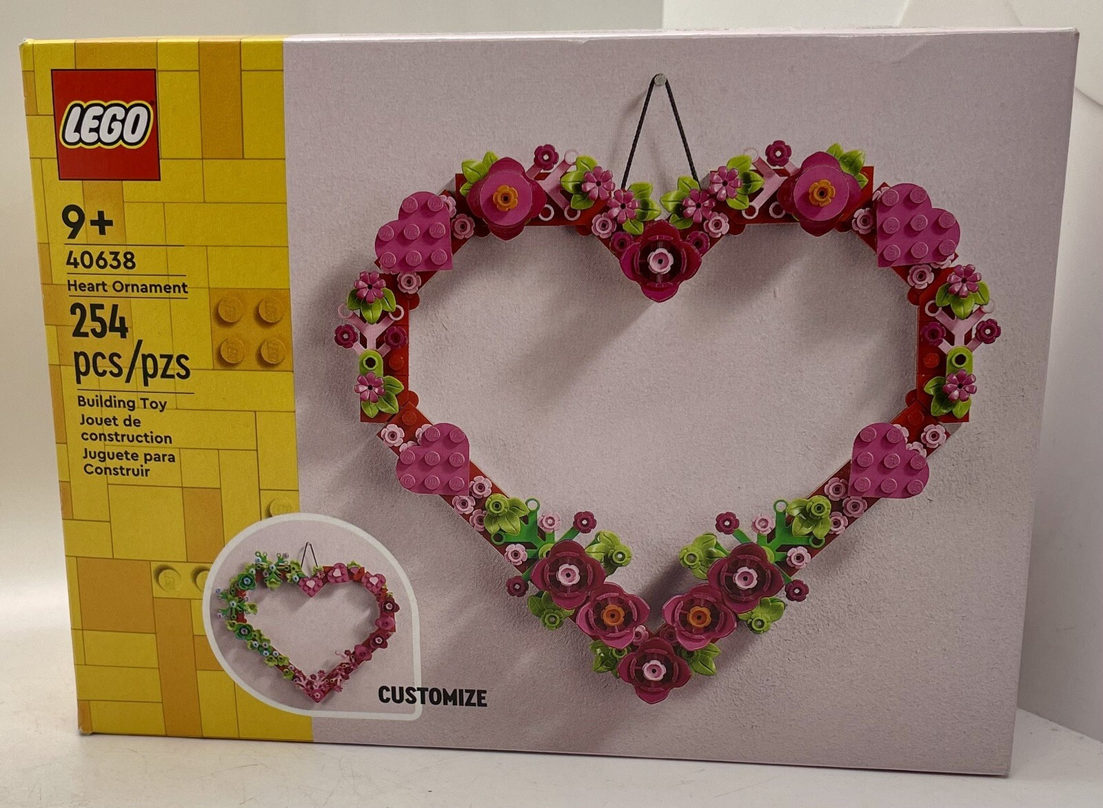 LEGO Love Heart Ornament Building Toy Kit, Heart Shaped Flowers (40638)