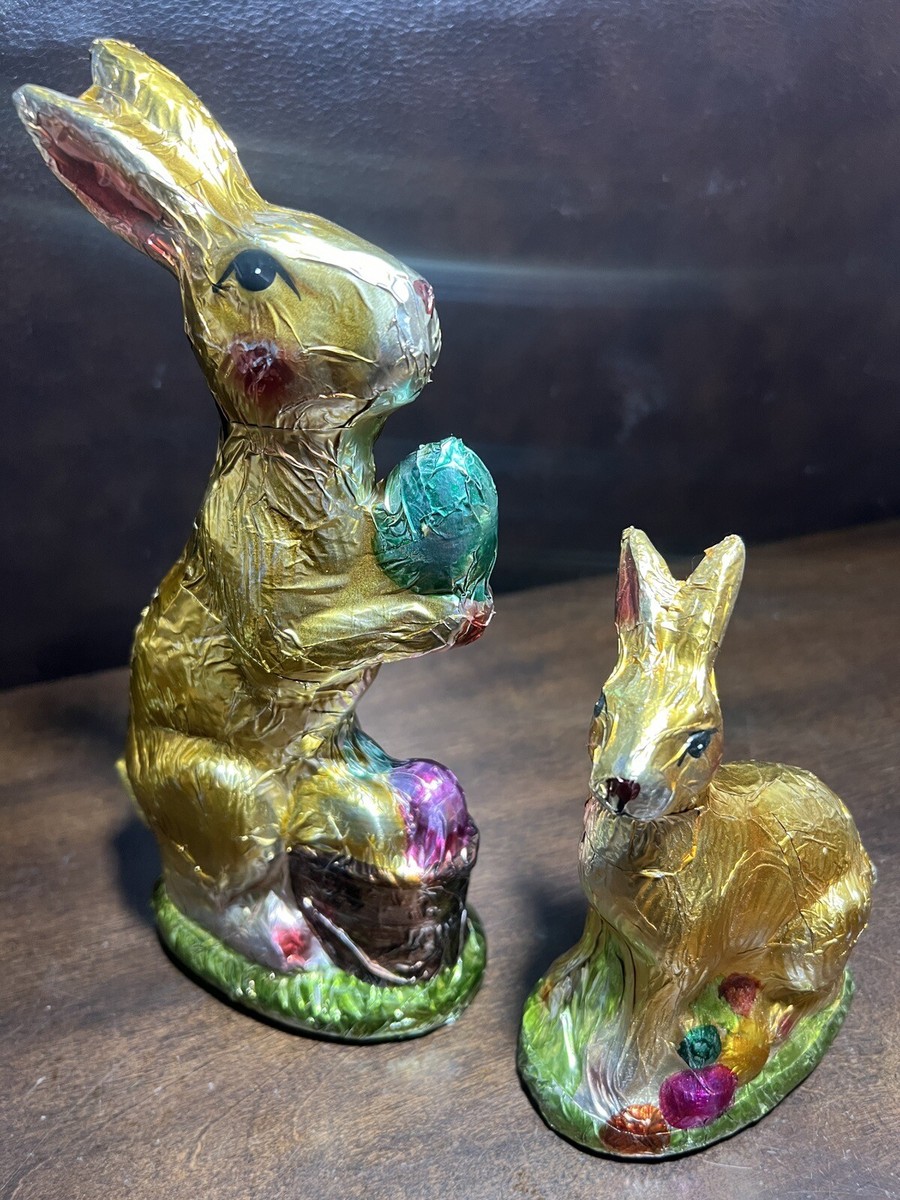 EASTER Rabbit FOIL Faux CHOCOLATE BUNNY RABBITS Set of NEW