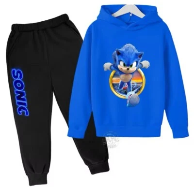 KIDZTRENDZ Kinder Jungen Mädchen Sonic The Hedgehog 3D-Druck Hoodies T-Shirt Trainingsanzug NEU