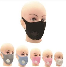 2 x Face Mask Fashion With Filter Valve Vent Reusable Breathable Washable