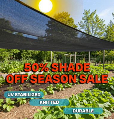 50% UV Sunblock Shade Cloth for Plant Cover Greenhouse Barn MANY SIZES