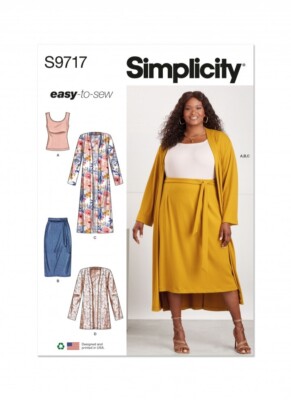 Simplicity Schnittmuster 9717 Oberteile, Strickjacken, Jacken, Röcke W2