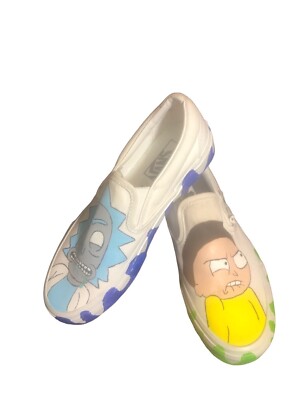 Vans Off The Wall Customized Rick And Morty Slip On Canvas Sneakers. Unisex