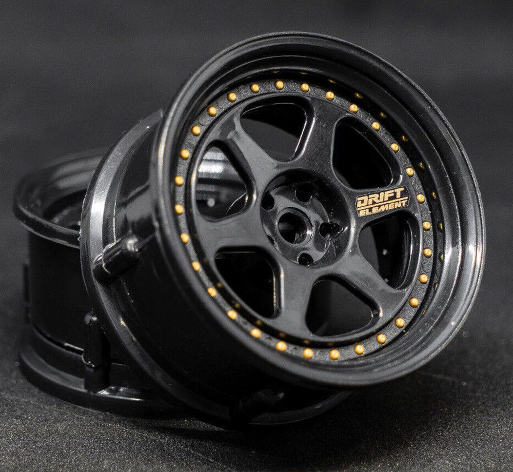 DS Racing 1/10 6 SPOKE RIMS Adjustable Offset -BLACK- DE-207 (2PCS)