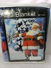 Super Soft Santa Clause Fleece Blanket 50"x60" Travel Throw Cover Gift Emer Kit