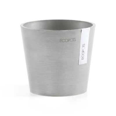 EcoPots Amsterdam In/Outdoor Round Plastic Planter  Pot, White Grey, 5''