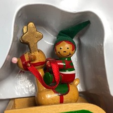 Vintage 1991 Wooden Christmas Choo Choo Train Dakin Wood Santa Elf Tree 