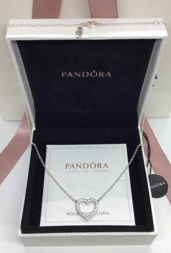Pandora Sparkling Open Heart Necklace 