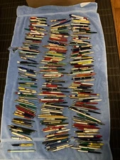 VINTAGE LOT OVER 230 PIECES PENS & PENCILS ADVERTISING UNTESTED JUNK DRAWER READ