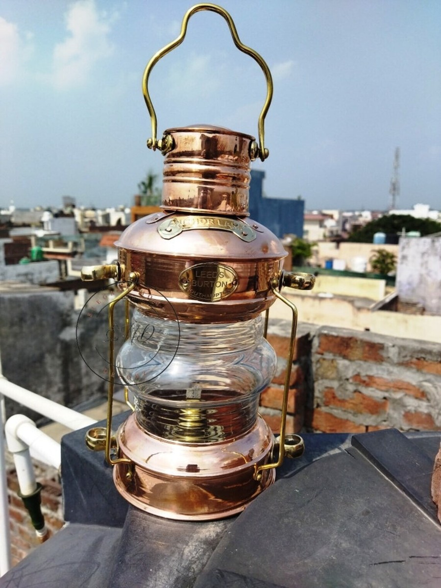 新品 アンカーオイルランタン Leeds Burton Brass Copper Leeds Burton Southampton Anchor Oil Lamp Lantern Brass