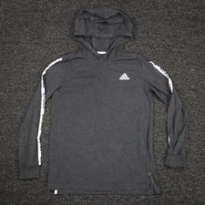 Adidas Hoodie Girls Gray Long Sleeve Spellout Logo The Go-To Tee Workout Youth