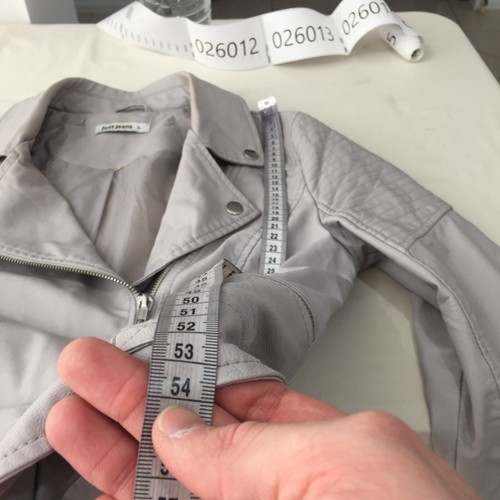 Just Jeans womens biker jacket size 8 grey zip long sleeve faux leather 026012 - Picture 8 of 9