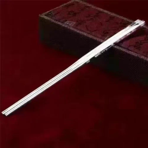 Certified 70g Solid 999 Sterling Silver A Pair Chopsticks Family - Picture 8 of 13