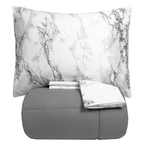 Sweet Home Collection Bed-In-Bag Comforter & Marble Print Sheet Set - 第 5/9 張圖片