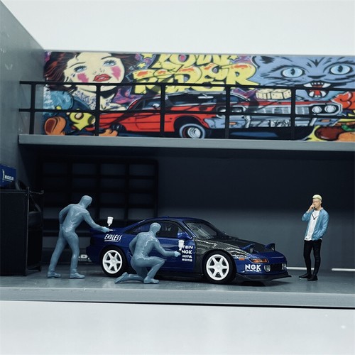 Modellino auto scala 1/64 graffiti duplex garage diorami miniatura scena layout - Foto 3 di 8