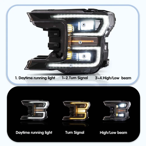 VLAND LED Headlights Black for Ford F150 XLT XL SSV king 2018 2019 2020 Front LR - Bild 5 von 12