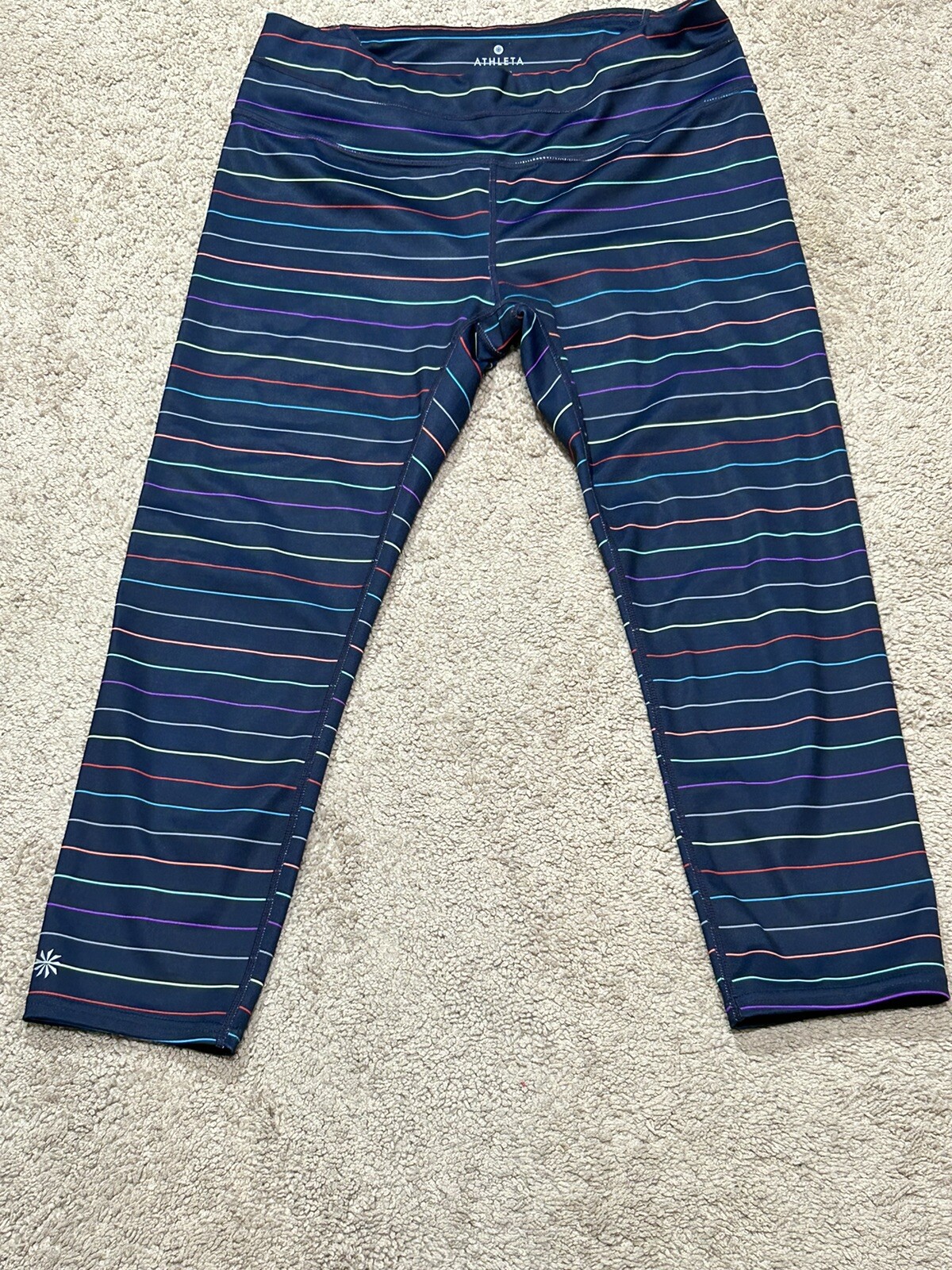 Athleta Womens Leggings Sz Medium Multicolor Striped Stretch Ankle Pant