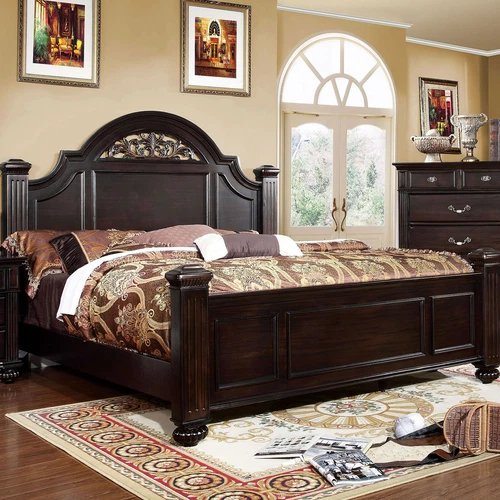 California King Size Bed 1pc Contemporary Style Dark Walnut Bedroom Furniture Fo