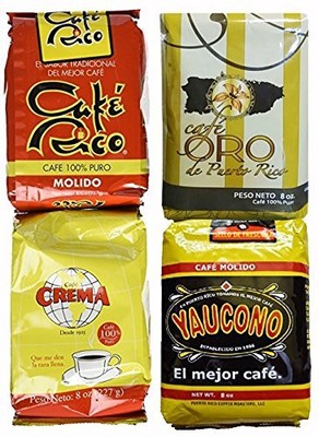 Puerto Rican Variety Pack Ground Coffee - 4 Local Favorites in 8 Ounce Bags V.2