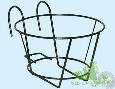 BALCONIERA FIORIERA BALCONE SOTTOVASO TONDA ROTONDA METALLO NERO CM.22