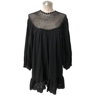 Mille Mirella Crochet Dress Womens XS Resort 2025 Black Cotton Eyelet Whimsigoth