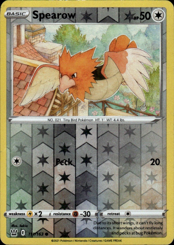 Spearow 111/163 Common Battle Styles Pokemon Reverse Holo Moderately Played