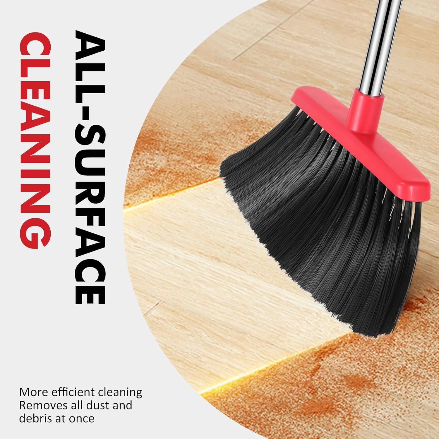 Heavy Duty Broom, 55 Inch Long Handle Outdoor Large Angle Brooms, Commercial Bro