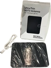 Best Buy essentials- Thin Indoor HDTV Antenna - 35 Mile Range - Black/White