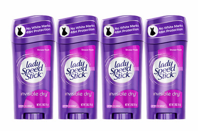 4 Pack Lady Speed Stick Invisible Dry Antiperspirant Deodorant Shower Fresh 2.3