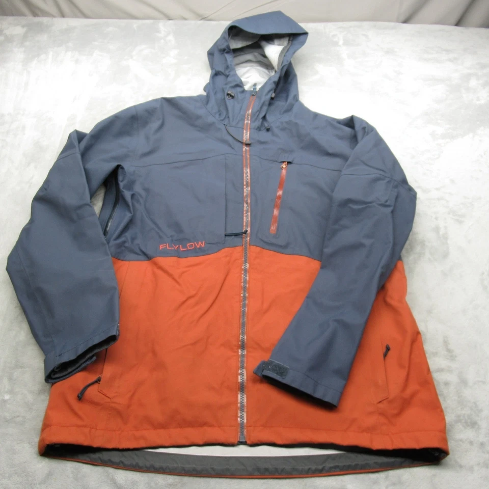Flylow Ski Jacket Men Medium Blue Quantam Pro Waterproof Hood Snowboard Full Zip - Image 2 of 4